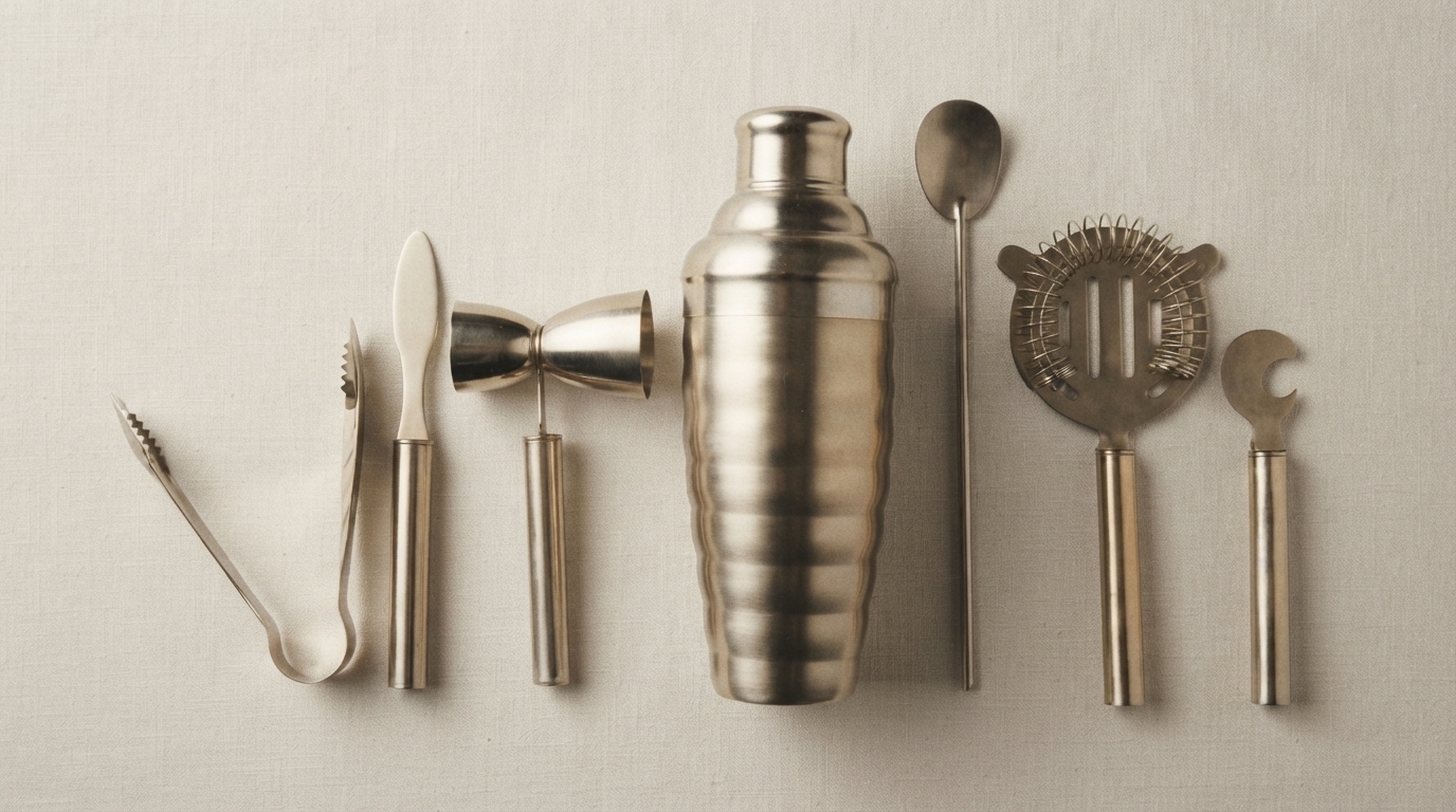 Editorial illustration for Five Tools That Matter: Building a Home Bar Without the Gimmicks