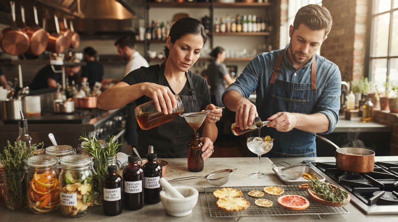 Editorial illustration for From Peel to Potent Elixir: The Zero-Waste Techniques Gourmet Kitchens and Bars Use to Turn Scraps Into Flavor