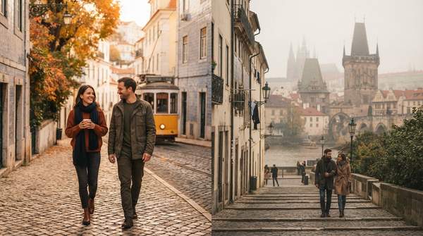 Editorial illustration for What Makes a European City Break Cosy in Autumn — and Whether Prague or Lisbon Suits Yours